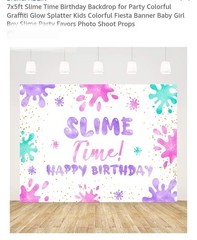 Slime Time Happy Birthday Banner (5×7 Ft.) Party Decoration
