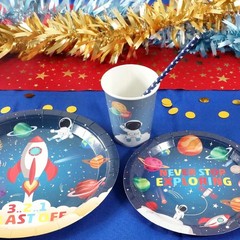 Galaxy-Themed Birthday Party Set – 120 Pcs Dinnerware for 24 Guests Easy Cleanup