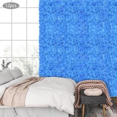 12PCS Artificial Hydrangea Wall Panels, Dark Blue, Handmade Silk Flowers 24x16in
