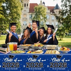 Graduation Decorations 2026, Class of 2026 Graduation Tablecloth, 2 Pack Disposa