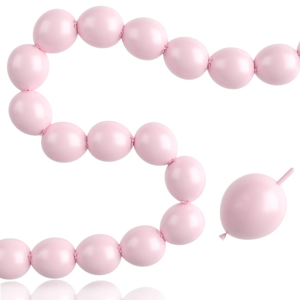 Pastel Pink Linking Balloons,100pcs 6 Inch Quick Link Long Balloons for Tying…