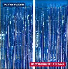 2 Pack Blue Party Decorations Ocean Party Decor Supplies Blue Party Streamers Bi
