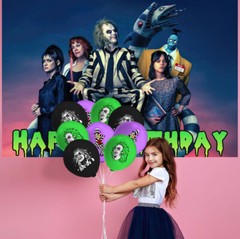 Beetlejuice Party Supplies Set Plates Balloons Cake Toppers Banner Tablecloth