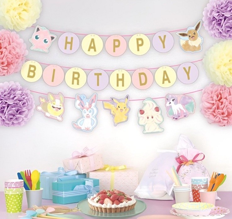 Pokémon Birthday Party Decorations Pink/Purple NEW JAPAN