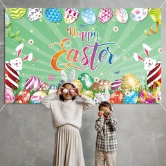 New Easter Photo Booth 71 x 43Large Easter Colorful Eggs Background Party Banner