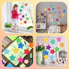 360 Pcs 3.9 Inch Star Cutouts Paper Assorted Colors Die Cuts for Bulletin