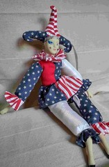 Patriotic Combo – 12″ Tinsel Puppy & 18″ Sugar Loaf Jester Clown Doll Plush