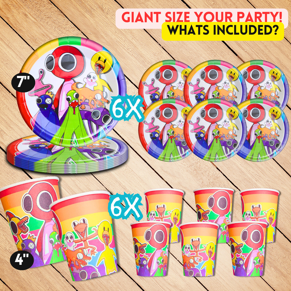 Rainbow Friends Party Supplies happy birthday centerpiece decoration cup plate