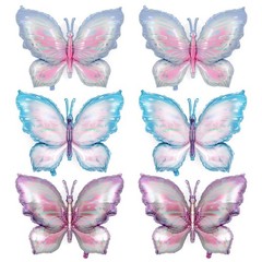 6 Pcs Butterfly Balloons, Butterfly Foil Mylar Balloon, Giant Colorful Butter…
