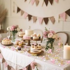 132 PCS Pink Bear Confetti Baby Shower Table Decoration We Can Bearly Wait