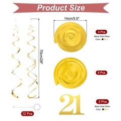 12pcs Mixed Color Hanging Swirls Decorations, Sparkle Swirls for 21th Birthday