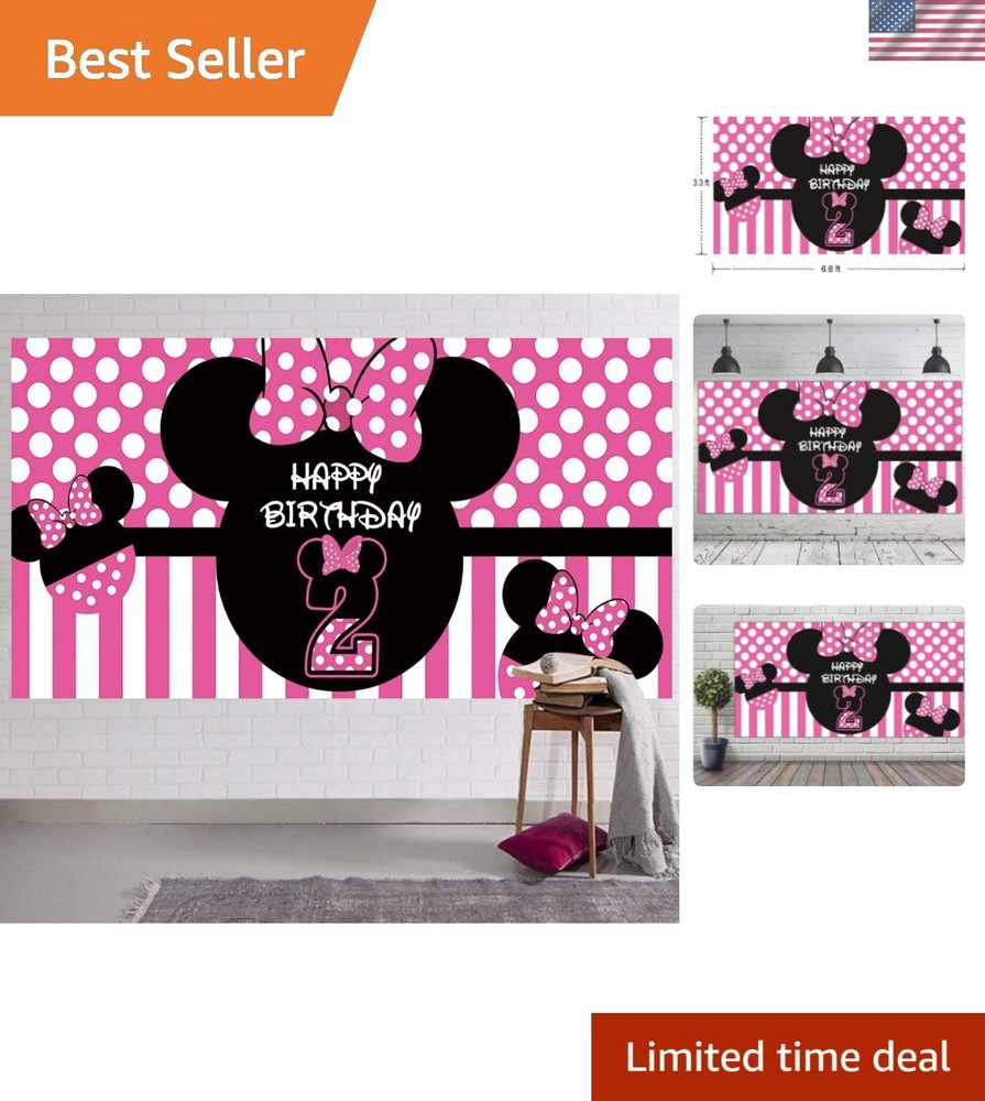Charming Minnie 2nd Birthday Banner – Large 6.6×3.3 ft Photography Background