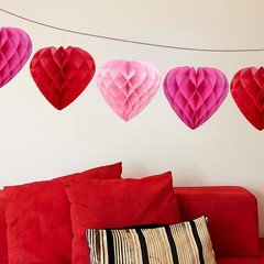 5 PCS Heart Honeycomb Party Decorations Shaped Paper Pom Poms Balls 12 Inch