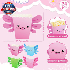 Axolotl Popcorn Box 24Pcs Candy Cookie Boxes Snack Containers for Cartoon Animal