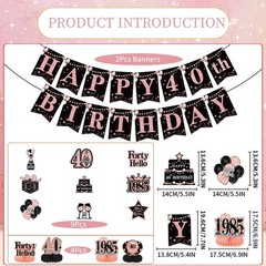40th Birthday Decorations For Women Rose Gold 40 Year Old Birthday Banners Hangi
