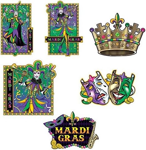 Mardi Gras Crown Jester Mask Masquerade Party Decoration Jumbo Paper Cutouts