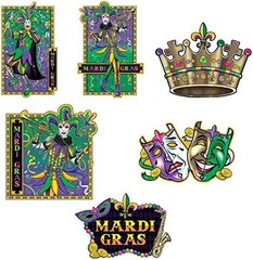 Mardi Gras Crown Jester Mask Masquerade Party Decoration Jumbo Paper Cutouts