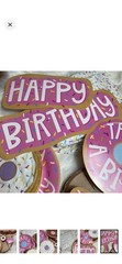 Donut Birthday Party Table Decoration Set, Paper Multicolor Sprinkles Signs