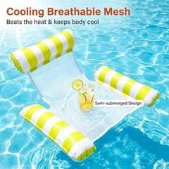 Water Hammock Lounger Inflatable Pool Float Adults Multi-Purpose Floating Bed