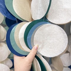 Sage Green Dusty Blue Khaki Beige Circle Dot Backdrop Garland Tissue Paper Party