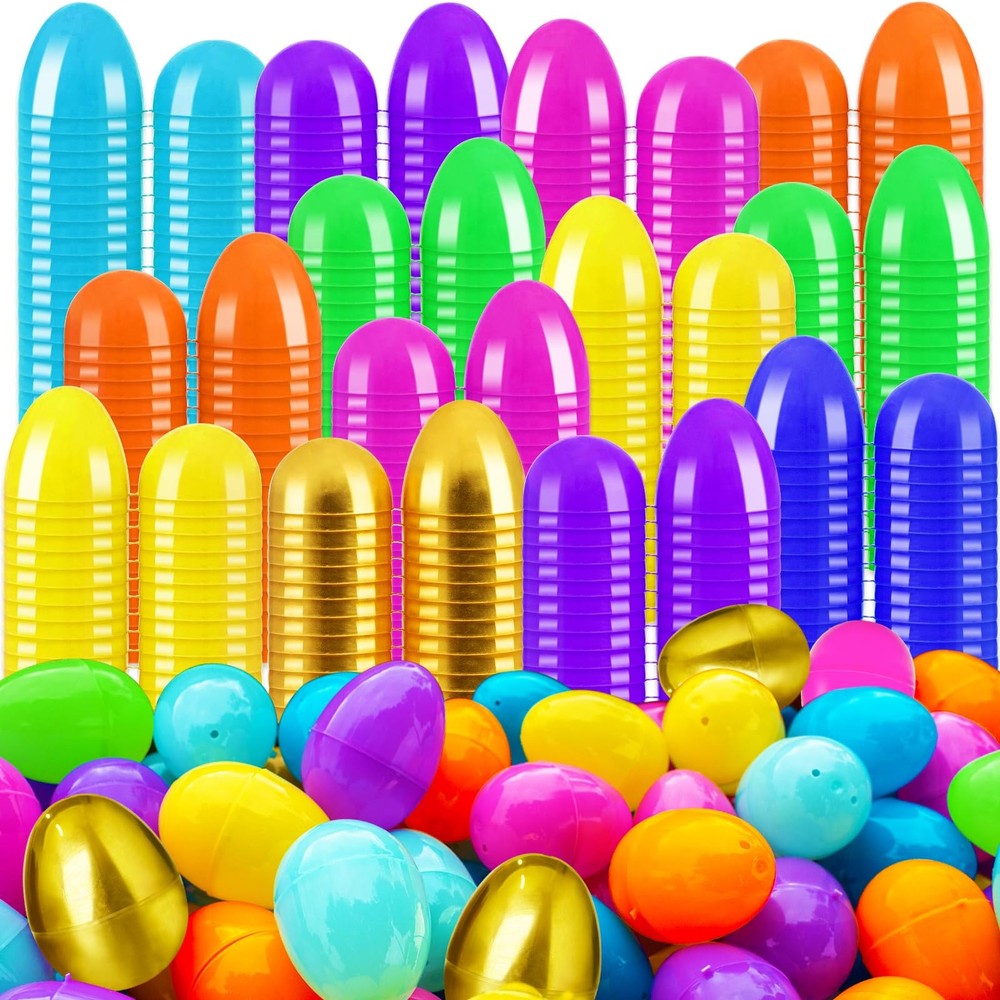 100 Pcs 2.4″ Fillable Easter Eggs,Bulk Plastic Hinged Empty Eggs