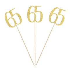 12 PCS Gold Glitter 65th Birthday Centerpiece Sticks Number 65 Table Top