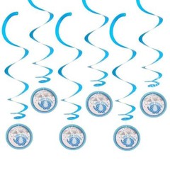 3 – Unique Blue Elephant Baby Shower Dangling Cutouts 3 Count