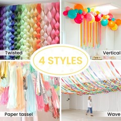 Crepe Paper Streamers 6 Rolls 492ft, Pastel Colors, Party Wedding Decor