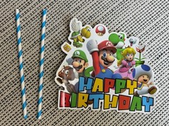 NEW 42Pcs Super Mario Bros Birthday Party Decor Backdrop Banner Balloons+