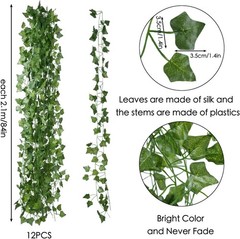 Fake Vines for Room Decor(12 Pack 84 Feet) Aesthetic Artificial Plant Green