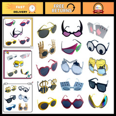 16 Pack Novelty Sunglasses for Adults – Fun Party Eyeglasses & Photo Booth Props