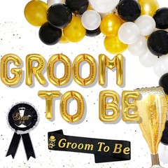 Gold Bachelor Party Decorations | Groom To Be Banner, Satin Sash & Fringe Curtai
