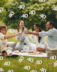 Number 40 Silver Glitter Confetti 40th Happy Birthday Anniversary Table Decor