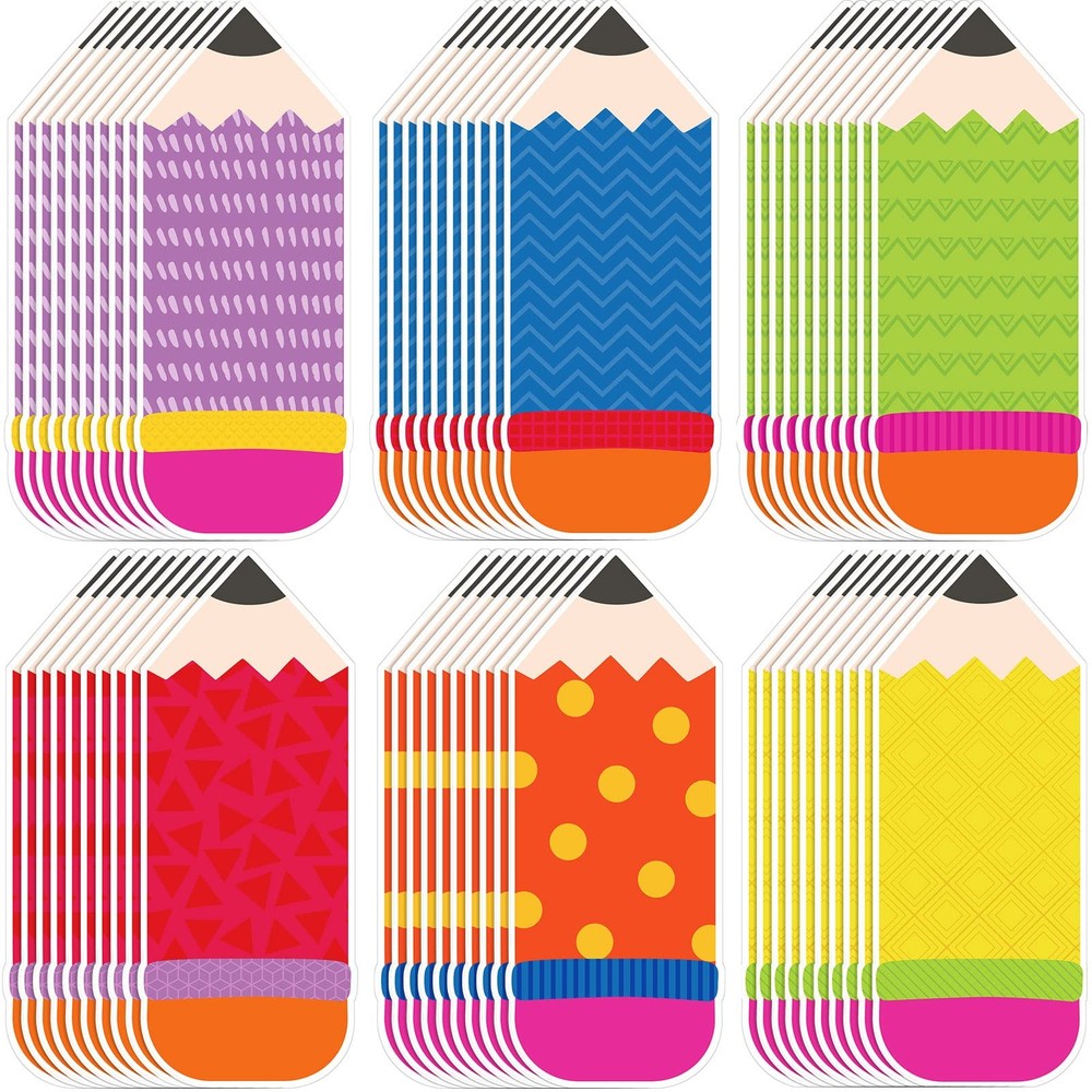 60 Pack Colorful Pencils Paper Cutouts Name Tags Back To School Classroom Decor