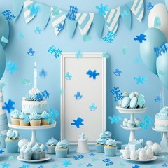 1000 PCS Light Blue Navy Boy Gender Reveal Baby Shower Glitter Confetti
