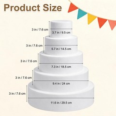 5 Tier Round Foam Cake Dummy 4/6/8/10/12 Inch Styrofoam Fake Wedding White