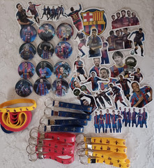FC Barcelona Messi Soccer Birthday Supplies Stickers Buttons Bracelet Keychain