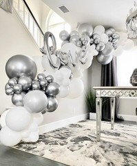 Voircoloria Metallic Silver Balloons, 66pack 12inch Chrome Silver Latex Party…