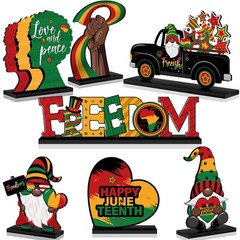 7 Pcs Juneteenth Day Decorations Wooden Happy Juneteenth Table Centerpieces