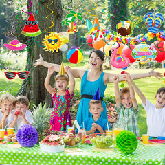 54Pcs Summer Beach Hanging Swirls Party Decorations Foil Ceiling Hanging Swirls