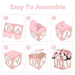 Pink Baby Shower Boxes Decorations 4 Baby Shower Centerpiece Boxes Gender Reveal