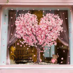 Heirloom Haven 6 Sheets Large Valentine’s Day Window 32 inches, Pink