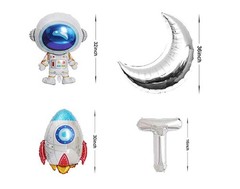 Two The Moon Balloons, 16inch Silver Letter foil Balloons Large Moon Man Robo…
