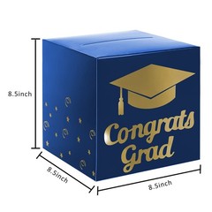 Graduation Card Box Holder, Congrats Grad 8.5 x x inches, Blue