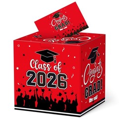 PERFQU Graduation Card Box 2026 – Congrats Grad Boxes Holder, Red