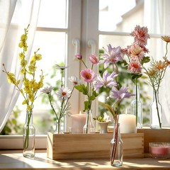 8 PCS Artificial Wildflowers Table Centerpiece Vases Silk Flower Arrangement