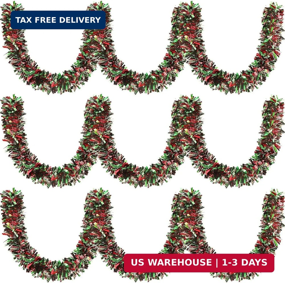 MARFOREVER Black History Month Decorations Garland, Red Green Black Tinsel Twist