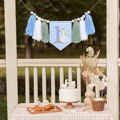One Funny Goose High Chair Banner for Boys – Theme 1st Birthday blue