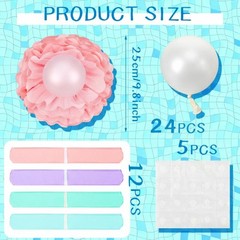 48 Pcs Mermaid Shell Party Decorations Include Pastel Tissue Paper Pom Poms a…