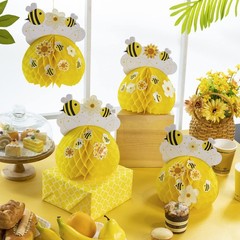 4PCS Honey Bee Honeycomb Centerpieces Decorations Yellow Bee Honeycomb Table …